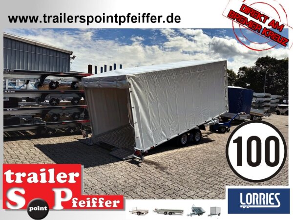 Lorries PLI27-4521 - 2700 kg kippbarer leichter Autotrailer mit ALU Standschienen mit Hochplane SP-Line EDITION GREYHOUND - 100 KM/H