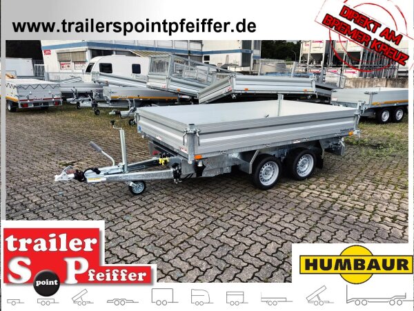 HUMBAUR HTK 3000.31 I 314 x 175 I 3000 KG I Dreiseitenkipper mit E-Pumpe - Rampenschacht