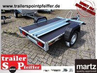 martz GP1 - kippbarer Motorrad - Anhänger - 750 kg - 1 Standschiene  - Boden geschlossen mit Siebdruckholz - 100 KM/H