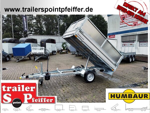 HUMBAUR HUK 152715 I 268 x 150 I 1500 KG I Rückwärtskipper mit Handpumpe mit Stahl - Kastenaufsatz