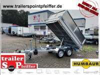 HUMBAUR HUK 202715 I 268 x 150 I 2000 KG I Rückwärtskipper mit Handpumpe mit Stahl - Kastenaufsatz