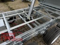 HUMBAUR HTK 3500.37 I 363 x 185 I 3500 KG I Dreiseitenkipper mit E-Pumpe - Rampenschacht  mit Stahl - Kastenaufsatz