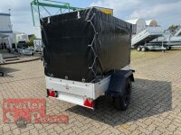 Ausstellungsstück TPV TL-EB2 Offroad - 1000 kg gebremst Kastenanhänger mit 15" Geländebereifung und Reling - Hochplane SCHWARZ 140 cm