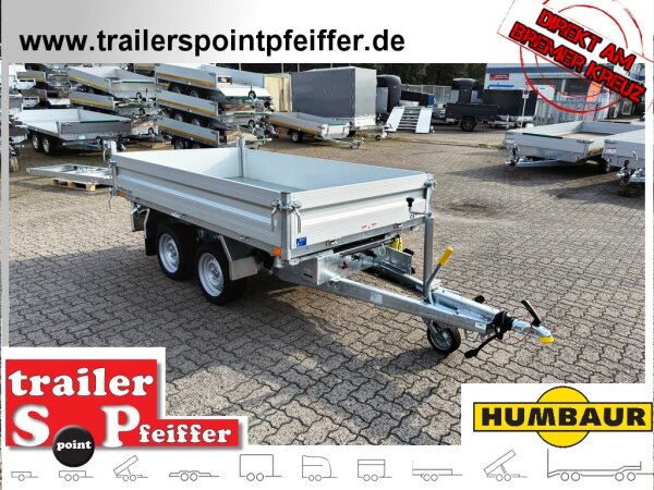 HUMBAUR HTK 2700.27 I 267 x 150 I 2700 KG I Dreiseitenkipper mit E-Pumpe - Rampenschacht