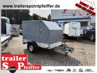 Aussteller Saris McAlu Pro DV135 Alu Tieflader - Anhänger gebremst mit Reling mit Hochplane SP-Line mit ÖKO Schräge