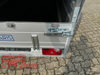 Aussteller Saris McAlu Pro DV135 Alu Tieflader - Anhänger gebremst mit Reling mit Hochplane SP-Line mit ÖKO Schräge