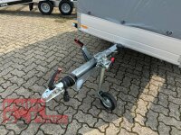 Aussteller Saris McAlu Pro DV135 Alu Tieflader - Anhänger gebremst mit Reling mit Hochplane SP-Line mit ÖKO Schräge