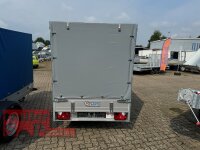 Aussteller Saris McAlu Pro DV135 Alu Tieflader - Anhänger gebremst mit Reling mit Hochplane SP-Line mit ÖKO Schräge