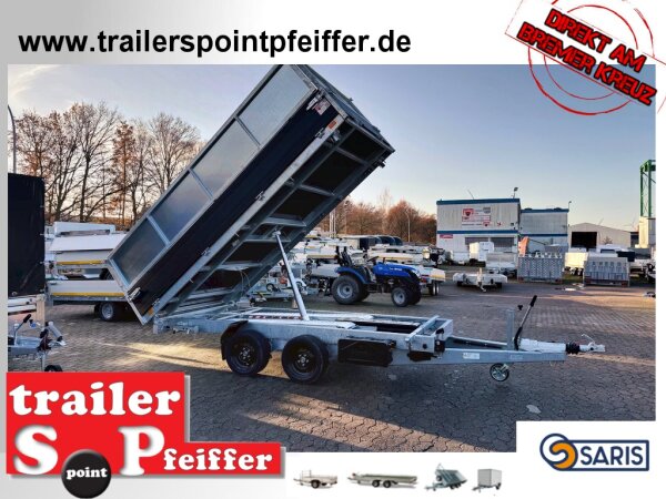 ALLES DRAN AKTION Saris K3 356 184 3500 2 E SCHWARZ - 3500 kg 3 Seitenkipper - mit Elektro + NOT Pumpe und Kastenaufsatz - ALU - RAMPEN - STÜTZEN - STAUKISTE