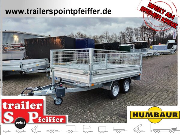 HUMBAUR HUK 273117 I 314 x 175 I 2700 KG I Rückwärtskipper mit Handpumpe mit SI-GI Laubgitter