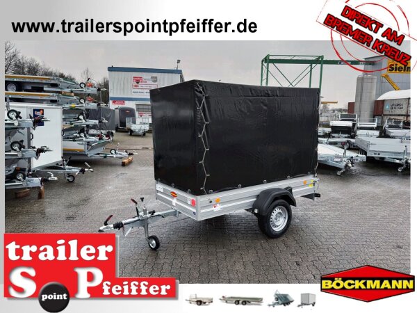 Böckmann TL-AL 2513/135 ALU Tieflader Anhänger - gebremst mit Hochplane EDITION Black Bill