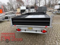 HUMBAUR HTK 3500.37 STAHL I 363 x 185 I 3500 KG I Dreiseitenkipper mit E-Pumpe - Rampenschacht  mit Fuhrmann Stahlbordwand SCHWARZ