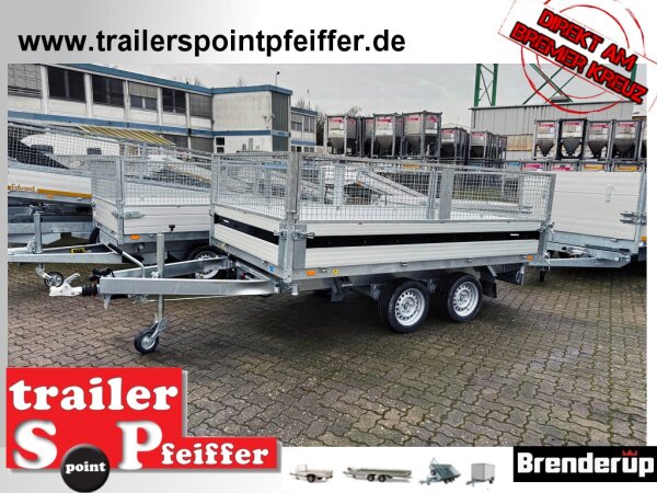 B-Ware I Brenderup TT 5325ATB 3000 kg  3-SEITEN-KIPPER - Rampenschacht -  Elektro und Not - Pumpe mit SI-GI Laubgitter