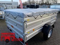 B-Ware I Böckmann 1500 KG Alu Anhänger 250x130 mit Aufsatz Flachplane und Bügeln